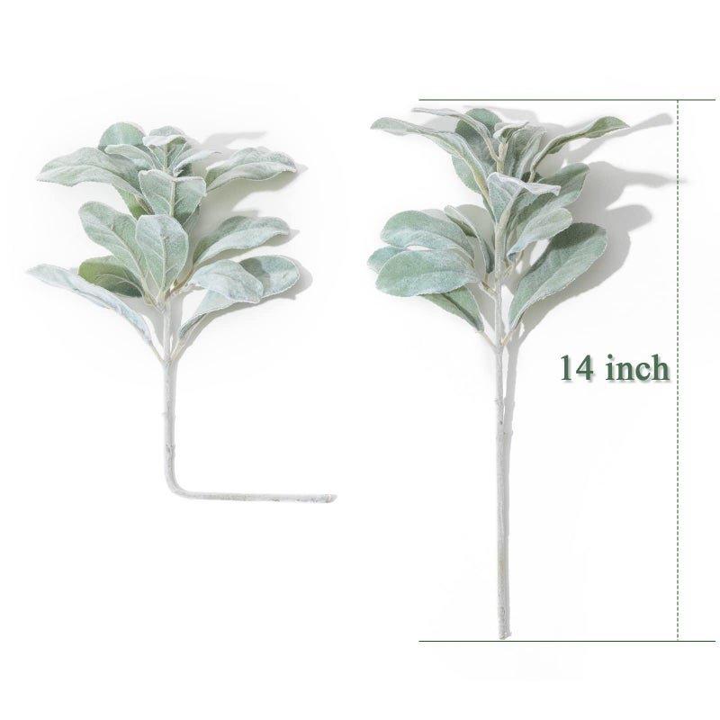 SHACOS Artificial Flocked Lambs Ear Stem 12 Pieces Lamb's Ear Branch Foliage Pick Greenery Leaf Flower Spray for Home Wedding DIY Floral Arrangement - Image 2